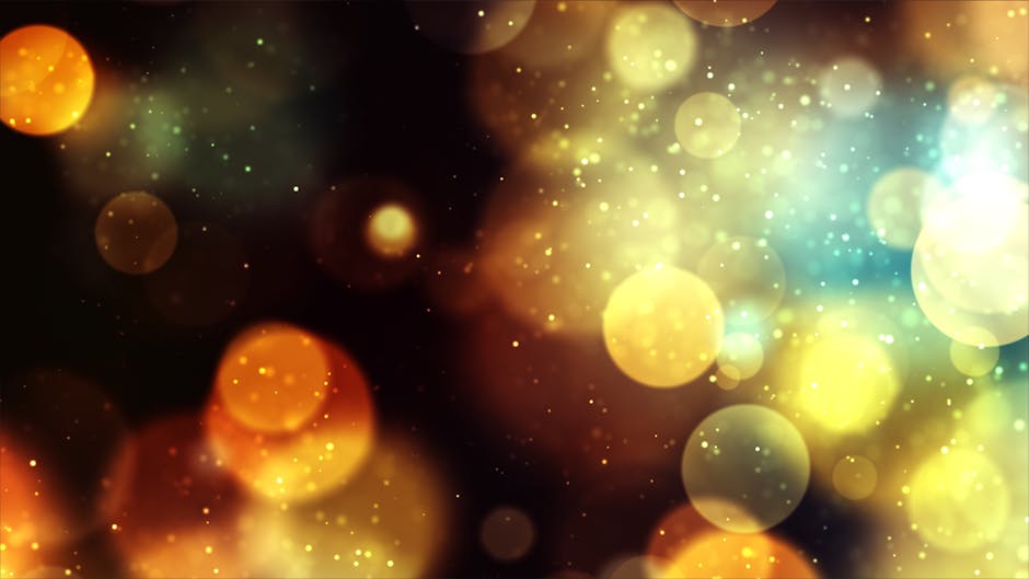 Vibrant bokeh background with golden and blue lights creates a magical and festive atmosphere