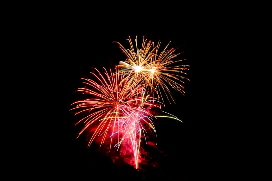 Colorful fireworks exploding in the night sky, perfect for celebrations and festive events